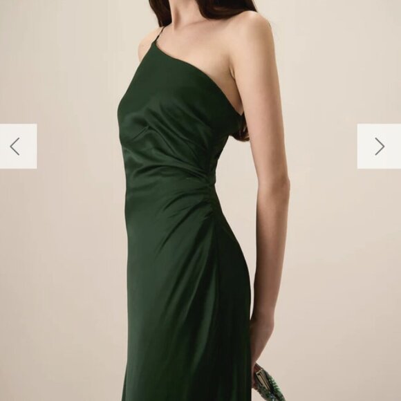 RIHOAS Women's Green One-shoulder Satin Maxi Dress XS - Picture 2 of 7